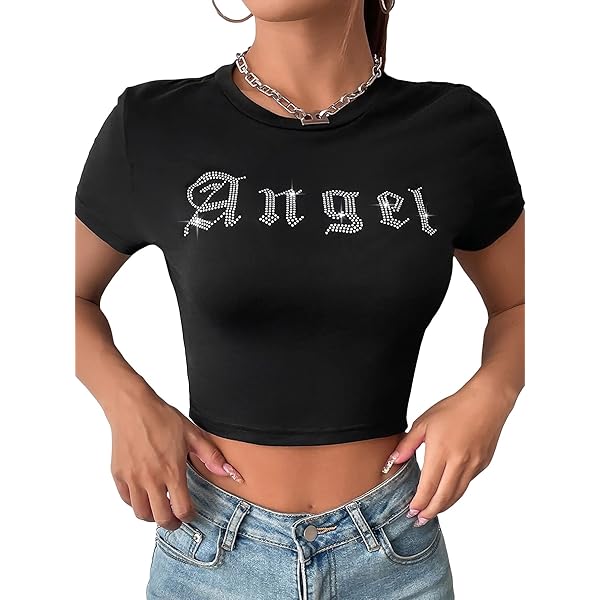 Amazon.com: Y2K Angel Rhinestone Bedazzled Top, 2000's/90's Amazon.com: Y2K Angel Rhinestone Bedazzled Top, 2000's/90's